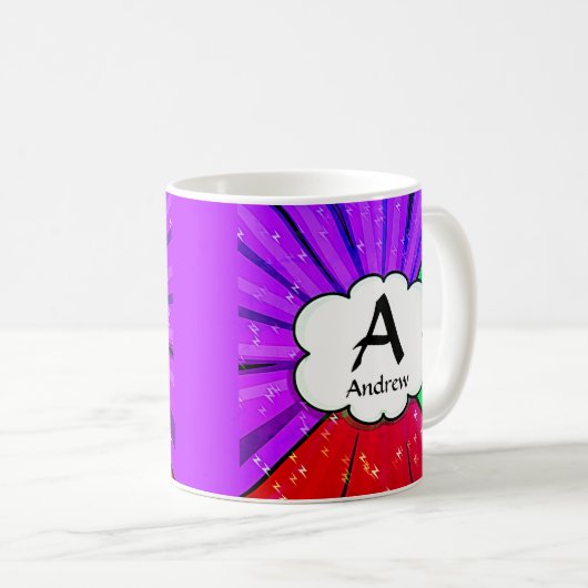 Mug Modifier le nom d'ajout initial, Pop Art Cloud - A (Devant droit)