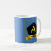 Mug Modifier le nom d'ajout initial, ruban bouclier - (Devant droit)