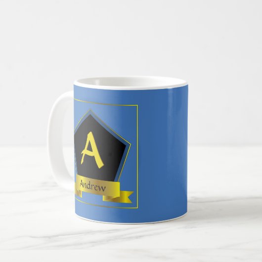 Mug Modifier le nom d'ajout initial, ruban bouclier - (Devant gauche)