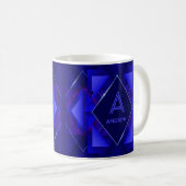 Mug Modifier le nom de l'ajout initial, bleu géométriq (Devant droit)