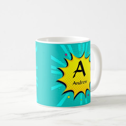 Mug Modifier le nom de l'ajout initial, Pop Art - A B (Devant droit)