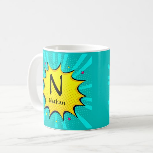 Mug Modifier le nom de l'ajout initial, Pop Art - M N  (Devant gauche)