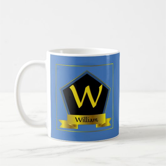 Mug Modifier le nom de l'ajout initial, ruban bouclier (Gauche)