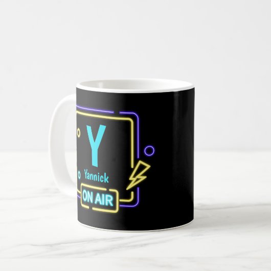Mug Modifier Le Nom Initial Ajouter Le Nom Bleu Jaune  (Devant gauche)