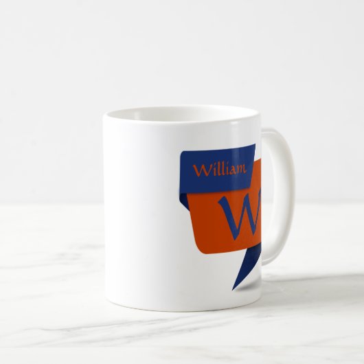 Mug Modifier le nom initial Ajouter le nom Bleu orange (Devant droit)
