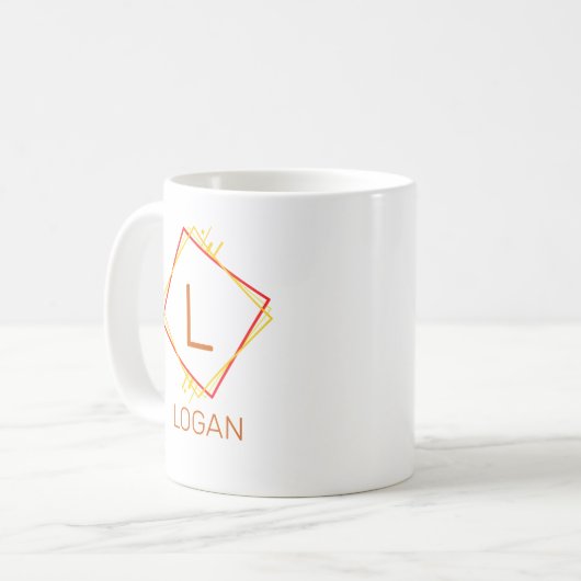 Mug Modifier le nom initial Ajouter le nom Carrés roug (Devant gauche)