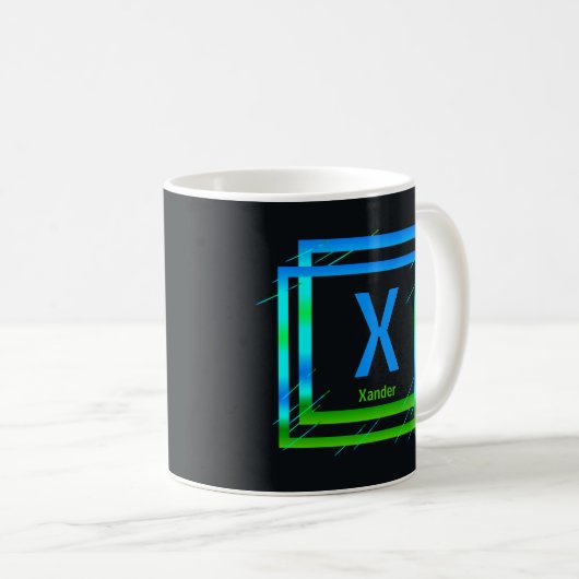 Mug Modifier le nom initial Ajouter le nom Carrés vert (Devant droit)