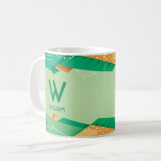 Mug Modifier le nom initial Ajouter le nom vert géomét (Devant gauche)
