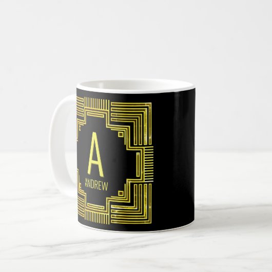 Mug Modifier Le Nom Initial Gold Lignes Géométriques A (Devant gauche)