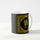 Mug Modifier le nom initial Lignes géométriques Gold V (Devant droit)