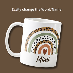Mug Modifier le nom Leopard Spot Imprimer Rainbow Gran