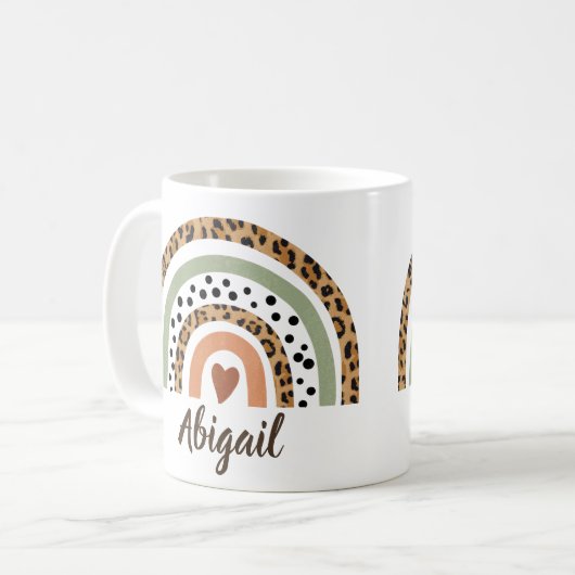Mug Modifier le nom Leopard Spots Imprimer Boho Rainbo (Devant gauche)
