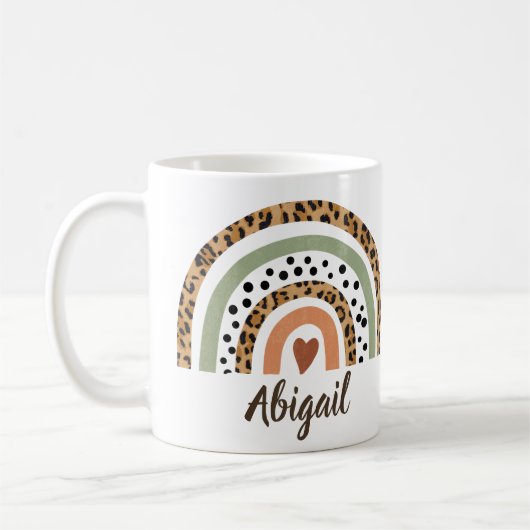 Mug Modifier le nom Leopard Spots Imprimer Boho Rainbo (Gauche)