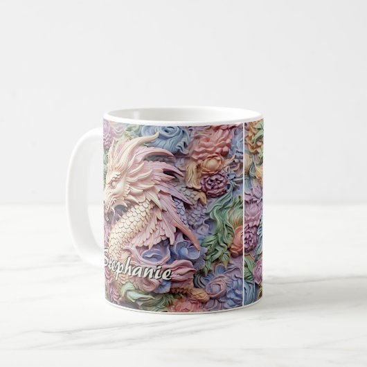Mug Modifier le nom, Soft Pastels 3D Effet Dragon (Devant gauche)