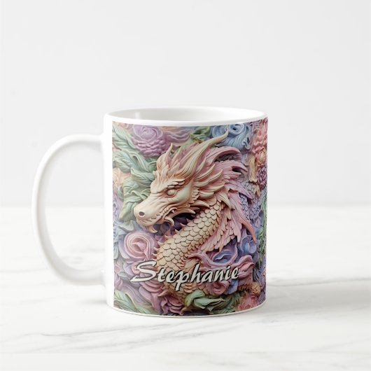 Mug Modifier le nom, Soft Pastels 3D Effet Dragon (Gauche)
