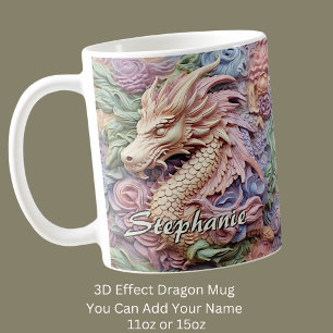 Mug Modifier le nom, Soft Pastels 3D Effet Dragon