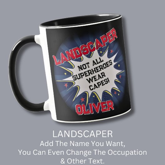 Mug Modifier le nom Texte, LANDSCAPER, pas tous les su
