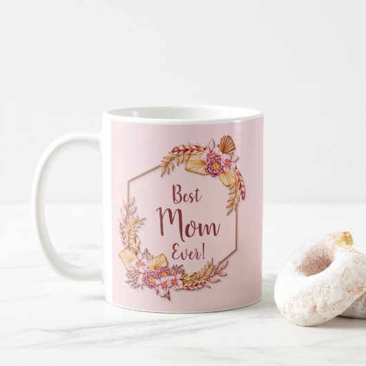 Mug Modifier le texte Ajouter le nom Boho Flower Frame (Avec donut)