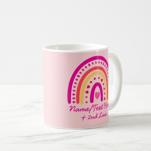 Mug Modifier le texte Ajouter le nom, Boho Rainbow Hea (Devant droit)