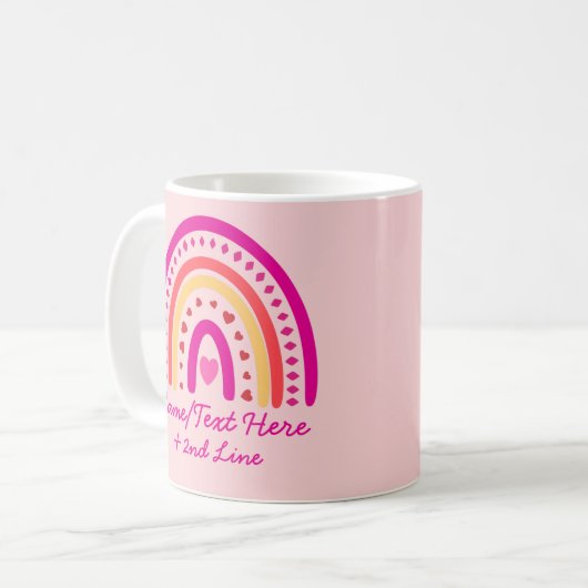 Mug Modifier le texte Ajouter le nom, Boho Rainbow Hea (Devant gauche)