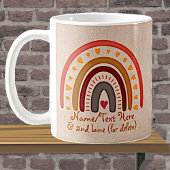 Mug Modifier le texte Ajouter le nom Boho Rainbow Hear