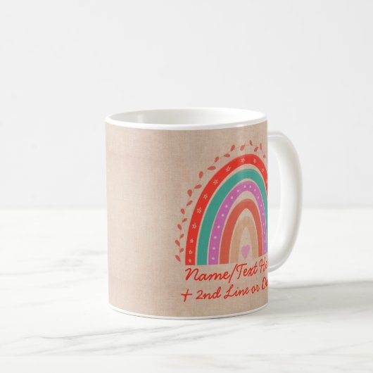 Mug Modifier le texte Ajouter le nom Boho Rainbow Hear (Devant droit)