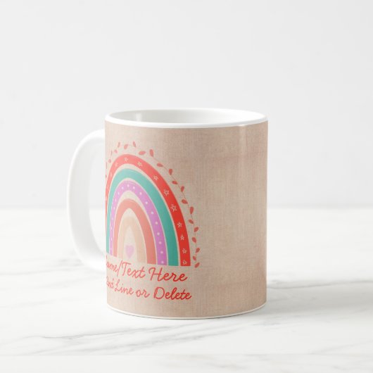 Mug Modifier le texte Ajouter le nom Boho Rainbow Hear (Devant gauche)