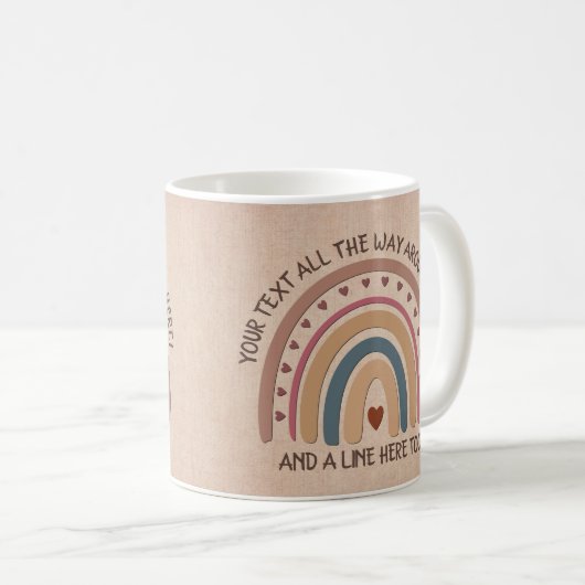 Mug Modifier le texte Ajouter le nom Boho Rainbow Hear (Devant droit)