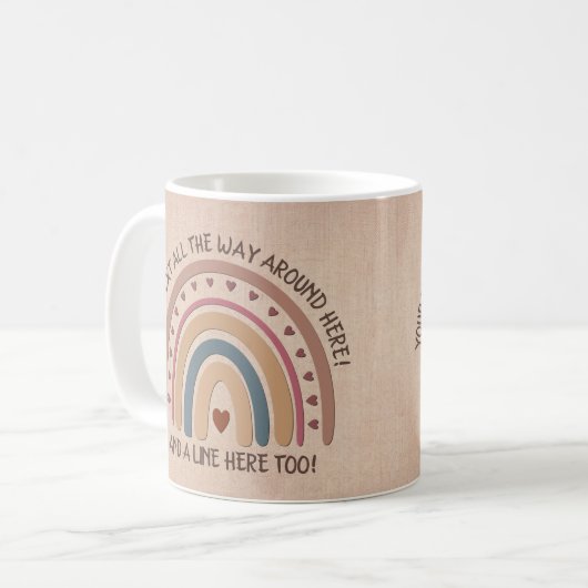Mug Modifier le texte Ajouter le nom Boho Rainbow Hear (Devant gauche)