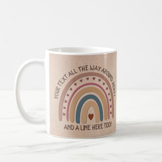 Mug Modifier le texte Ajouter le nom Boho Rainbow Hear (Gauche)