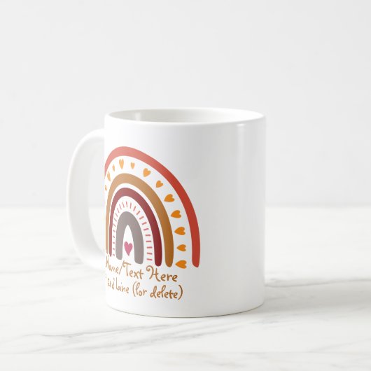 Mug Modifier le texte Ajouter le nom Boho Rainbow Hear (Devant gauche)