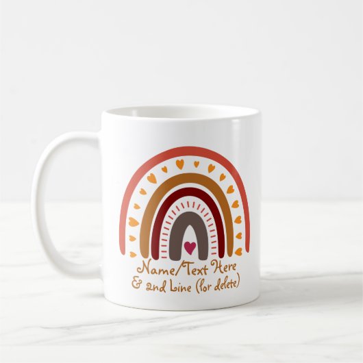 Mug Modifier le texte Ajouter le nom Boho Rainbow Hear (Gauche)