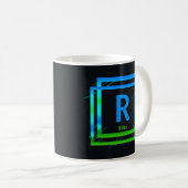 Mug Modifier l'initiale Ajouter le nom Carrés verts Bl (Devant droit)