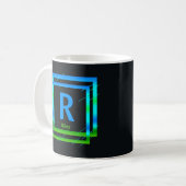 Mug Modifier l'initiale Ajouter le nom Carrés verts Bl (Devant gauche)