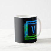 Mug Modifier l'initiale Ajouter le nom Carrés verts bl (Devant droit)