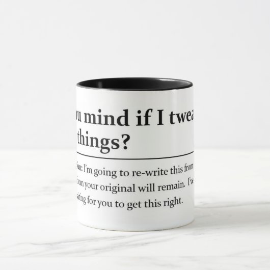 Mug "Modifier quelques choses ?" Devis de bureau amusa (Centre)