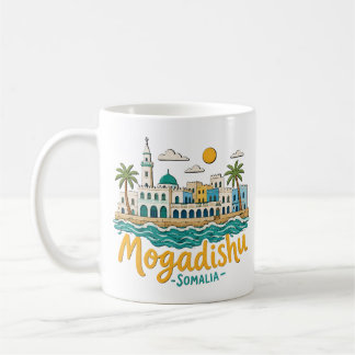 Mug Mogadiscio Somalie Dessin à main levée Art de voya