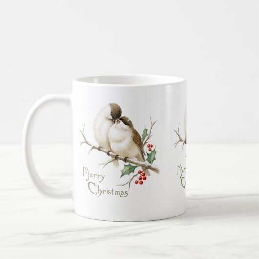 Mug Moineaux sur une branche de Noël (Gauche)