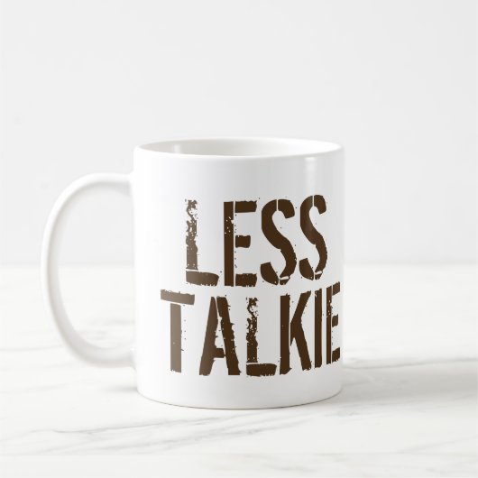 Mug Moins de parlotte Plus d'humour de café Café (Gauche)