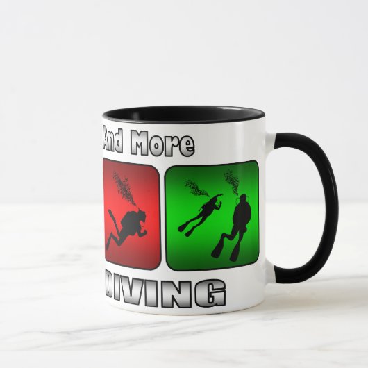 Mug Moins de travail et plus de plongée à l'air (Droite)