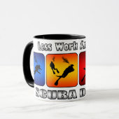 Mug Moins de travail et plus de plongée à l'air (Devant gauche)