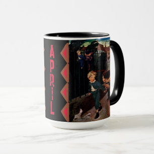 Mug Mois d'avril Jesse Wilcox Smith Garçon et fille