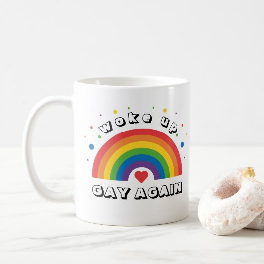 Mug Mois de fierté amusant et ironique | Réveillé Gay  (Avec donut)