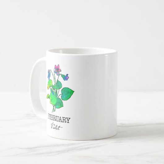 Mug Mois de la naissance Février Violet (Devant gauche)