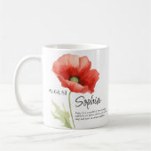 Mug Mois de naissance Fleur d'août Personnalisé (Gauche)