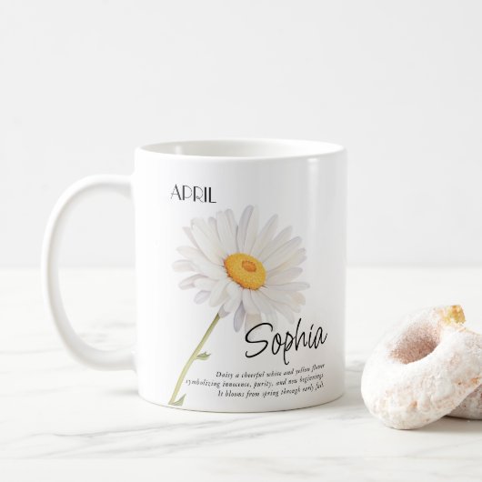 Mug Mois de naissance Fleur d'avril Personnalisé (Avec donut)