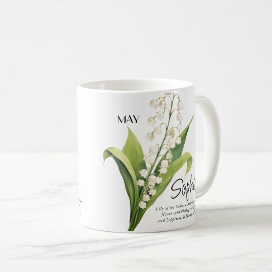Mug Mois de naissance mai Fleur personnalisée (Devant droit)