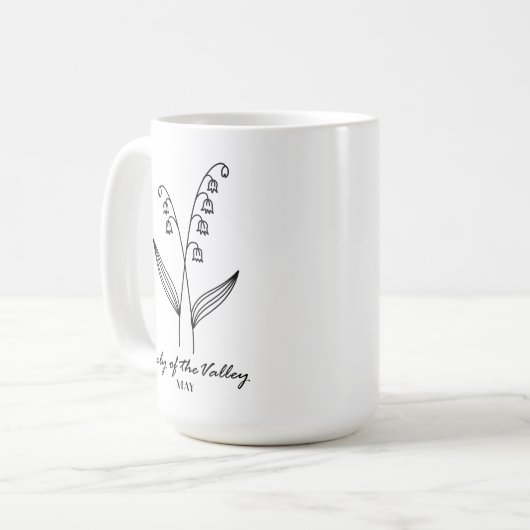 Mug Mois de naissance mai Monogramme de fleurs (Devant gauche)
