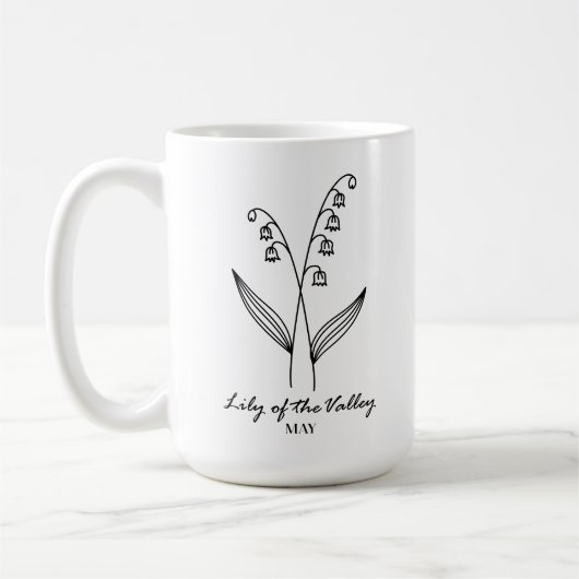 Mug Mois de naissance mai Monogramme de fleurs (Gauche)