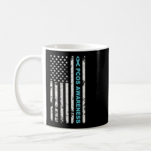 Mug Mois De Sensibilisation Pcos Turquoise Ruban Améri (Gauche)